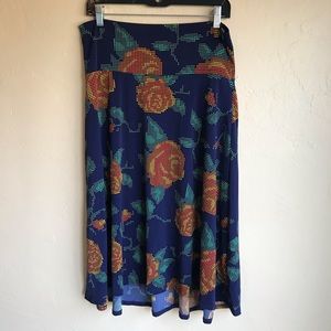 LuLaRoe Rose Navy Azure Skirt